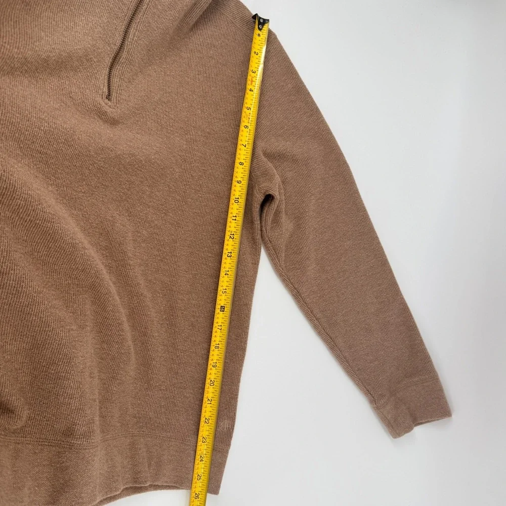 Banana Republic Mens Tan Brown Ribbed Knit Quarter Zip Sweater Large BR Logo